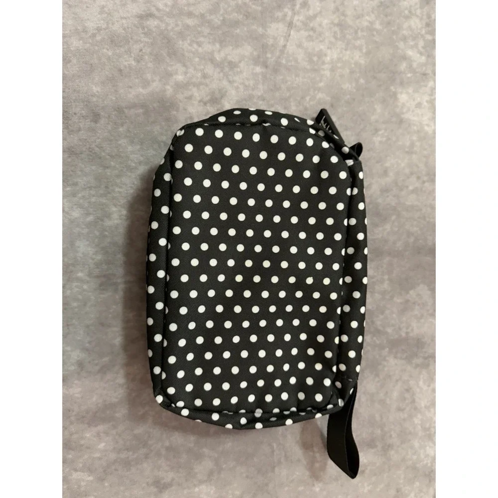 Nicole Miller New York Black & White Polka Dot Zipper Makeup Bag